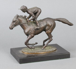 David Cornell, a bronze figure - Champion Finish, figure of Nijinksy with Lester Pigott Up, on a marble base 19cm x 18cm x 11cm 