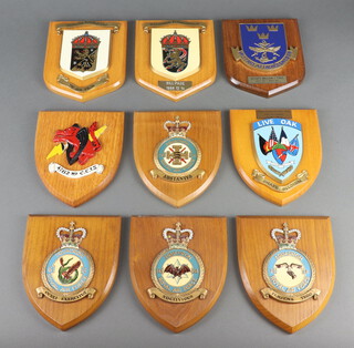 Four Royal Air Force squadron plaques no.6, no.25, no.153 and CX1 squadron together with a Swedish military attache plaque and 4 other plaques 