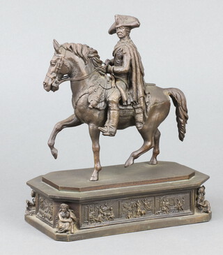 Franklin Mint, after Von Christian Daniel Rach, a bronze figure of Friedrich II 22cm x 18cm x 10cm  