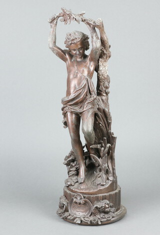 A 19th Century Continental spelter figure of a standing man - Zephyre 52cm h x 16cm 