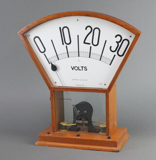 Griffin and George Ltd, a display voltmeter in a mahogany case 42cm x 28cm x 16cm 