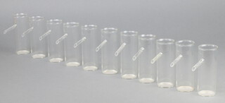 Twelve glass laboratory displacement jars 13cm x 5cm 