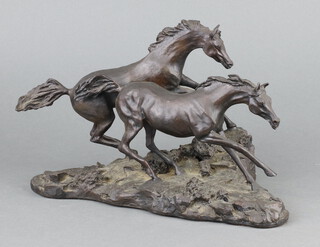 Langford Monroe, for Franklyn Mint, a bronze figure "Morning on the Plains" 17cm x 30cm x 19cm 