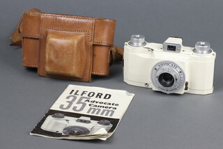 An Ilford 35mm Advocate camera complete with leather case and instructions 
