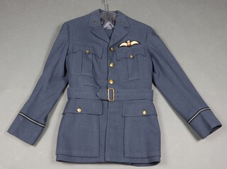 Gieves, a Royal Air Force Volunteer Reserve pilot officer's tunic with wings, labelled A.R Vick L/3/53 complete with trousers 