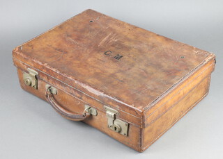 Army & Navy Co-operative Society London, a leather suitcase with chrome locks 15cm x 51cm x 37cm, interior marked 83