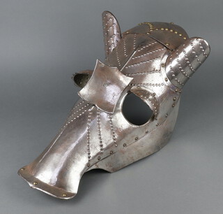 A reproduction 17th Century polished steel chanforn (horse armour) 63cm x 39cm 