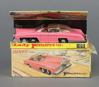 Dinky Toys, Lady Penelope's Fab 1 (No 100) boxed with original picture insert and complete with 4 missiles to rear of car plus four spare missiles still attached on plastic bar 