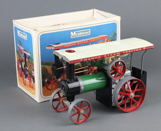 A Mamod T.E.1A steam traction engine, boxed and complete with lamp, funnel and steering rod  