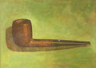 Early 20th Century oil on board, advertising, study of a Dunhill pipe, unsigned with accompanying letter from Alfred Dunhill 29cm x 43cm 