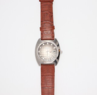 A gentleman's mid-century steel cased Jaeger LeCoultre Club calendar wristwatch with automatic movement, contained in a 35mm case 