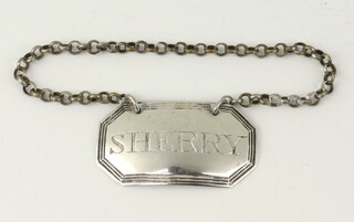 A George IV silver sherry label London 1836, maker William Sumner 