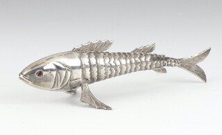 A 19th Century white metal figure of an articulated fish 10cm, 17.1 grams 