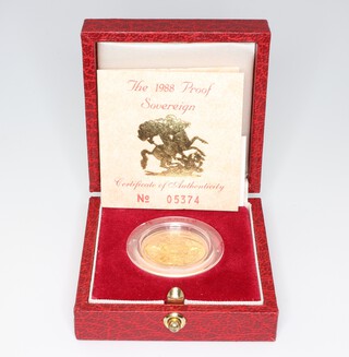A proof sovereign 1988, cased 
