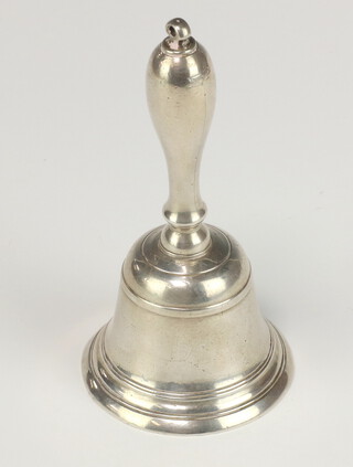 An 18th Century continental cast silver hand bell with rubbed marks to interior Gr, 194 grams 13cm