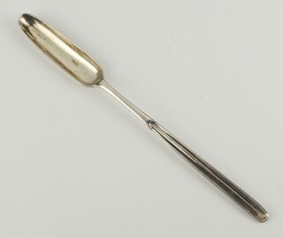 A George III silver marrow scoop with engraved armorial London 1796, 49 grams, maker Solomon Hougham 