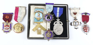 Masonic, a silver Royal Masonic Hospital Life Governor's jewel, 5 Masonic silver charity jewels, a silver and enamelled Past Masters jewel lodge no.4757 and 1 other charity jewel 