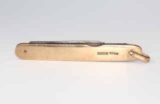 A 9ct yellow gold mounted pocket knife 24.3 grams gross, 80mm 