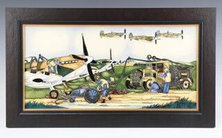 Paul Hilditch, a Moorcroft limited edition framed plaque "Preparing for Scramble" 18cm x 39cm with original box and paperwork 