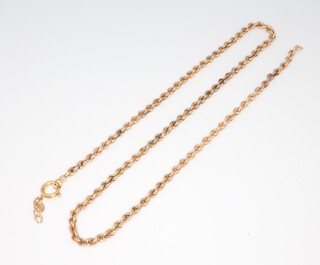 A 9ct yellow gold rope twist necklace (a/f), 3.6 grams 