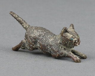 An Austrian cold painted bronze figure of a running cat (unmarked) 1cm x 4cm 