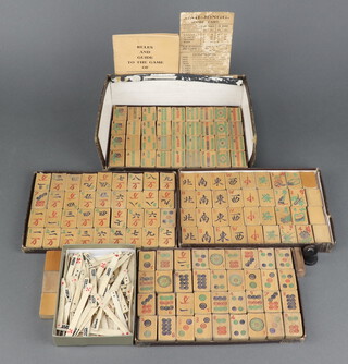 A bamboo Mahjong set comprising 147 tiles together with 99 bone counting sticks (3 a/f) 