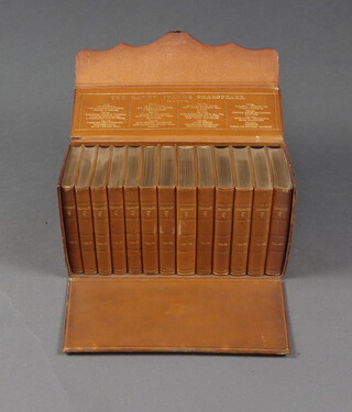 Shakespeare, William, The Handy Volume, volumes 1-13, published by Bradbury, Agnew and Co. London, leather bound and contained in a leather folding box with prize plate from Marlborough College dated 1883