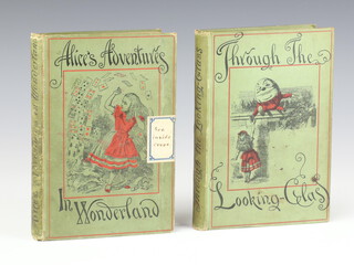 Carroll, Lewis, 'Alice's Adventures in Wonderland' and 'Through the Looking Glass' Macmillan and Co, 1887, First Edition of Peoples Editions with illustrations by John Tenneil. Bound in green cloth with red and black illustration to front board 8vo