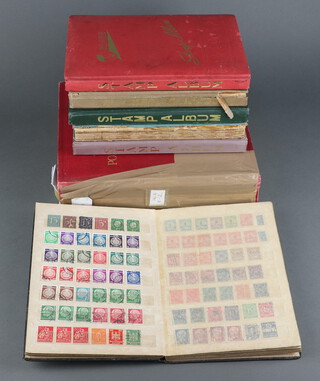 A New Ideal Standard album of used world stamps including Turkey, Ukraine, USA, Poland etc, together with 6 stock books of world stamps - India, Hong Kong, Japan, USA, GB, Czechoslovakia and Germany 