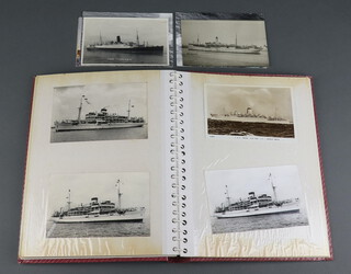 An album of 32 coloured and black and white postcard of GB and British India liners 