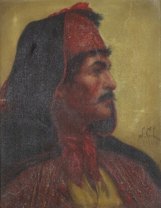 SCL 1901, oil on canvas monogram and dated, portrait of a gentleman 24.5cm x 19.5cm 