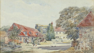 Edwardian watercolour, Compton Hall 1905, The Priory Wilmington 13cm x 23cm 
