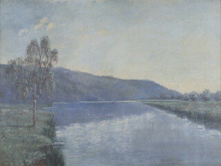 Early 20th Century oil on canvas unsigned, riverscape 33cm x 45cm 