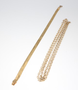 A 9ct yellow gold necklace 50cm and a ditto bracelet 18cm, 7.7 grams 