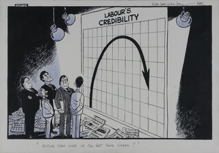 MAC (Stanley McMurtry, born 1936), pen and ink signed and inscribed, amusing political cartoon 38cm x 55cm 