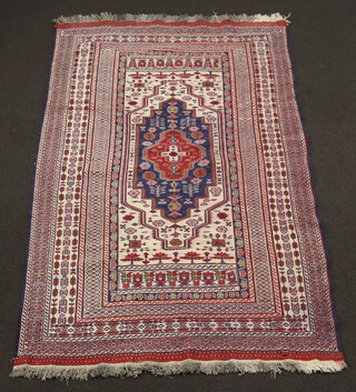 A blue, red and white Kilim rug 241cm x 156cm 