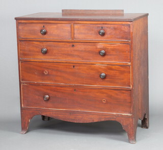 A 19th Century crossbanded mahogany chest of 2 short and 3 long drawers, with later raised back, on bracket  feet 106cm h x 108cm w x 50cm d 