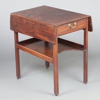 A 19th Century mahogany Pembroke table fitted a frieze drawer, raised on square tapered supports with shaped undertier 70cm h x 66cm w x 45cm d 