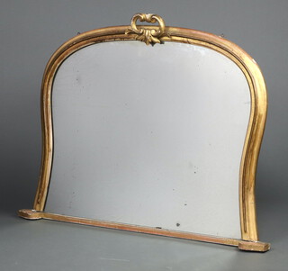 A Victorian arched shaped over mantel mirror contained in a decorative gilt plaster painted frame 96cm h x 123cm w 