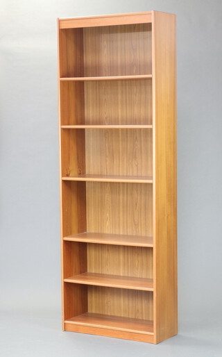 A teak bookcase fitted 5 shelves 214cm h x 74cm w x 31cm d 