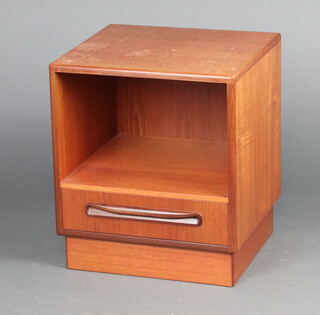 G-Plan, a teak bedside cabinet with recess above drawer 52cm x 46cm x 41cm (ring and contact marks to the top) 