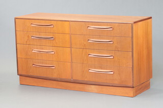 G-Plan, a teak chest of 8 short drawers 76cm h x 142cm w x 45cm d 