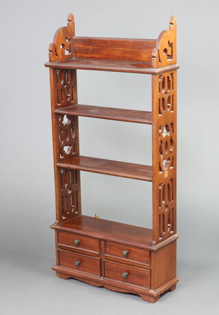 A 19th Century style 4 tier mahogany book case, the base fitted 4 short  drawers 112cm h x 54cm w x 19cm d 