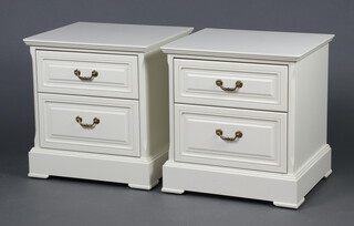 Olympus, a pair of 2 drawer white laminate bedside chests 55cm h x 52cm w x 46cm d 