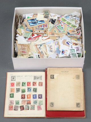 Two small albums of world stamps and other stamps, contained in a white box 
