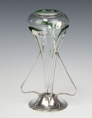 James Dixon & Sons, an Art Nouveau silver plated epergne holder with associated glass vase 28cm x 12cm 