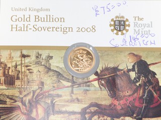 A 2008 half sovereign, in card case 