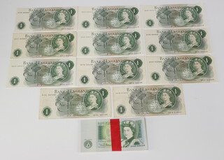 Twenty eight one pound notes,  consecutive numbers - DN60508559-559, DN6050863-565, DN60508568-575, DN60508586-575, DN60508576-587 and B237673073


