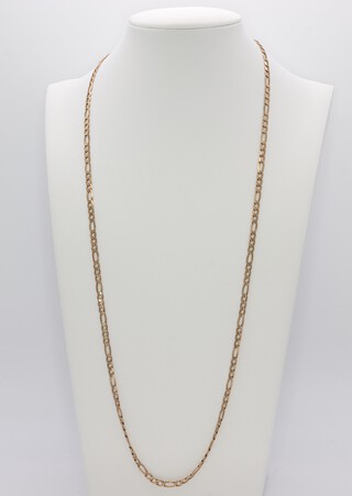 A 9ct gold flat link chain, 64cm, 10.7g