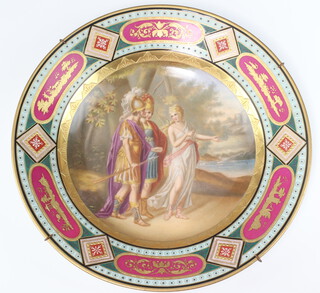 A Vienna porcelain plate decorated classical scene, the reverse with beehive marked  25cm 